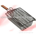 Non Stick BBQ Grilling Basket with wood handle W4101